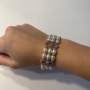 Judith Ripka  Sterling Silver and Pearl Bracelet